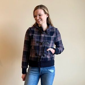 Delia’s purple/gray plaid winter coat w/ hood